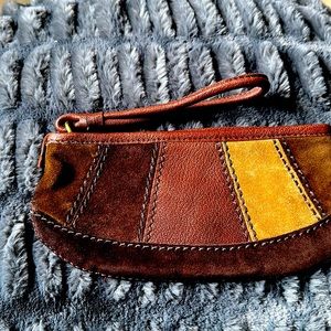 Never used Leather and Suede Lucky Brand Wristlet